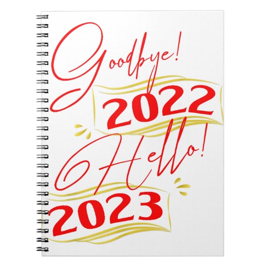 さようなら2022 Hello 2023 おもしろい新年2023 ノートブック (正面)