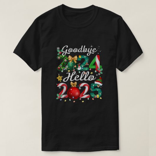 さようなら2024 Hello 2025クリスマスマッチングファミリー Tシャツ (デザイン正面)