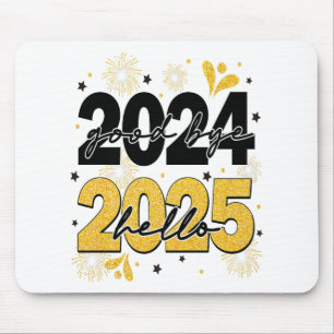 さようなら2024 Hello 2025花火ハッピーニューイヤー マウスパッド