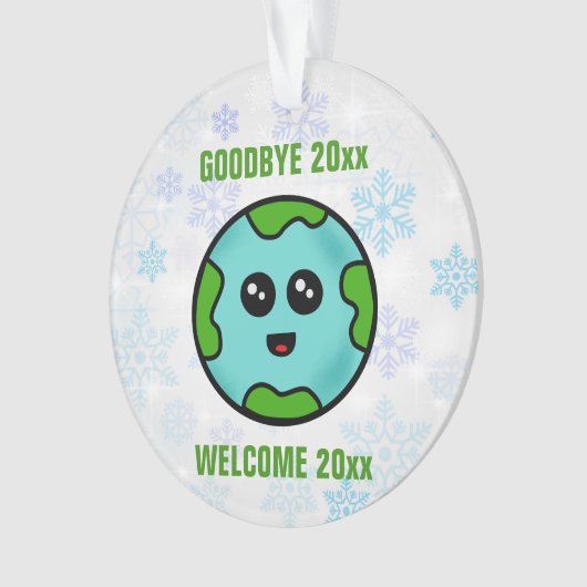 さようなら2024 Welcome 2025かわいいクリスマスオーナメント オーナメント (正面)