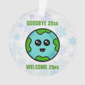 さようなら2024 Welcome 2025かわいいクリスマスオーナメント オーナメント (正面)