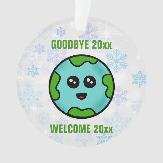 さようなら2024 Welcome 2025かわいいクリスマスオーナメント オーナメント (正面)