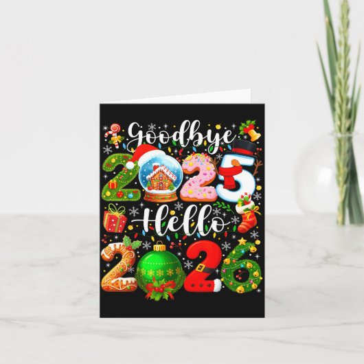 さようなら2025年 こんにちは2026年 ハッピーニューイヤーズイブ クリス カード (正面)