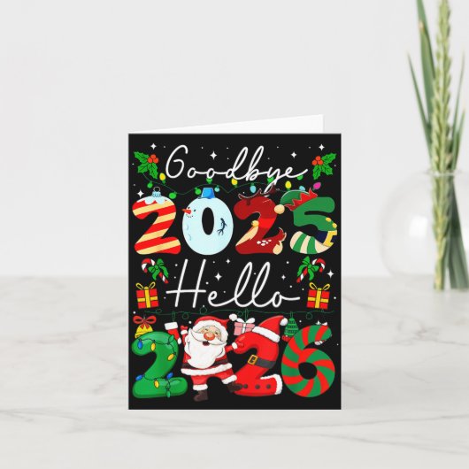 さようなら2025年 こんにちは2026年 ハッピーニューイヤーズイブ クリス カード (正面)