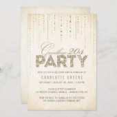 さようなら20s金ゴールドグリッター30th誕生日 招待状 (正面/裏面)