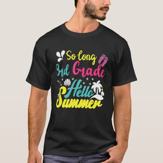 さようなら3年生 こんにちは夏 最後の日の学校 Tシャツ (正面)