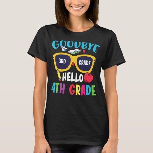 さようなら3年生 こんにちは4年生 学校 Tシャツ (正面)