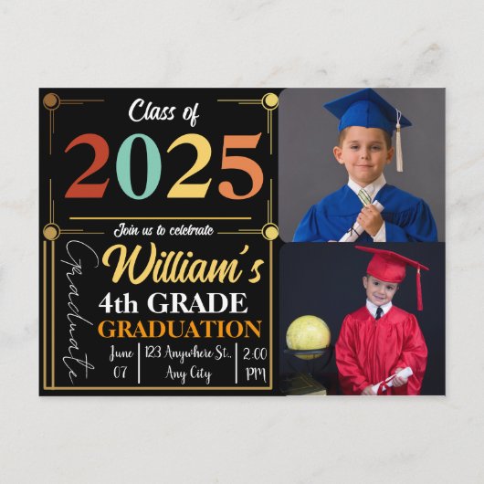 さようなら4年生ハローサマー卒業カスタム 案内ポストカード (裏面)