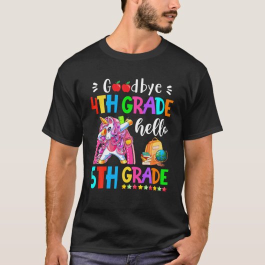 さようなら4年生Hello 5年生先生戻る Tシャツ (正面)