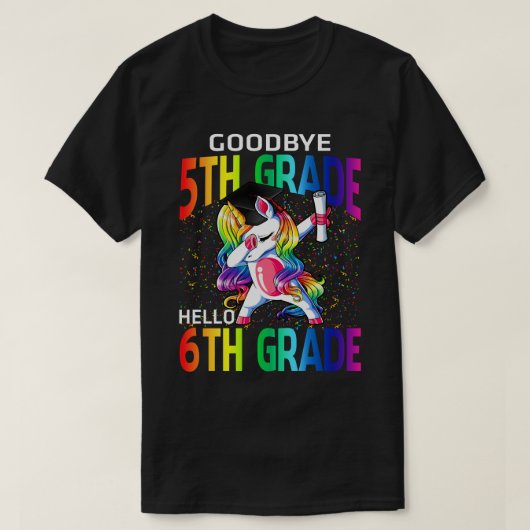 さようなら5年生こんにちは6年生ユニコーン卒業生 Tシャツ (デザイン正面)