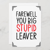 さようなら、大きな愚かなリーバーグリーティングカード 招待状 (正面/裏面)