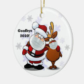 さよならおもしろい2020サンタとマスクをオン セラミックオーナメント (左)