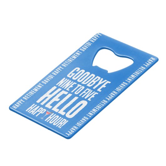 さよならおもしろい9へ5ハローハッピーアワー退職 クレジットカード栓抜き (正面アングル)