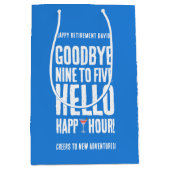 さよならおもしろい9へ5ハローハッピーアワー退職 ミディアムペーパーバッグ (正面)