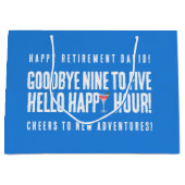 さよならおもしろい9へ5ハローハッピーアワー退職 ラージペーパーバッグ (正面)