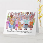 さよならをなびく悲しい人々の風刺画 カード (黄色い花)