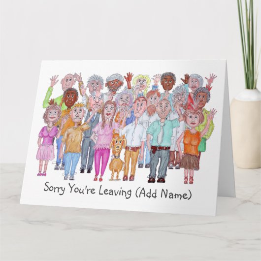 さよならをなびく悲しい人々の風刺画 カード (正面)