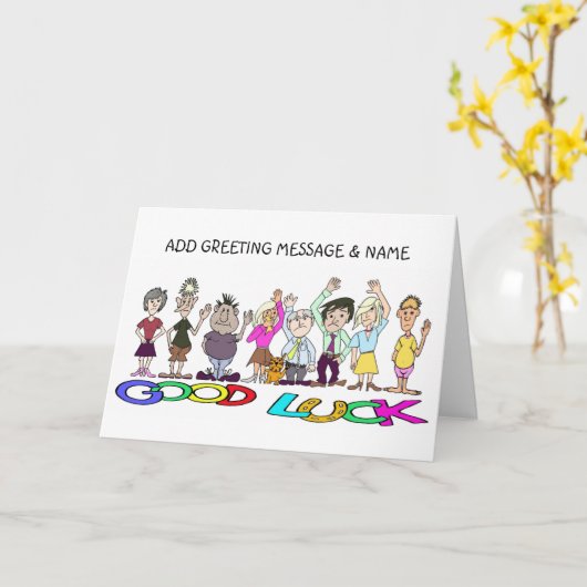 さよならを振る人々の風刺画 カード (黄色い花)