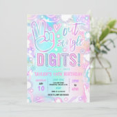 さよならシングルディジット タイダイ ネオン 10歳の誕生日 招待状 (スタンド正面)