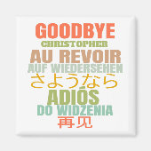 さよならパーソナライズされた離れオーレヴォワールタイポグラフィ マグネット (正面)