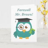 さよなら先生カワイイ先生フクロウ カード (黄色い花)