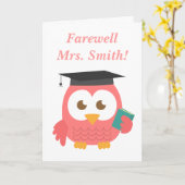 さよなら先生カワイイ先生フクロウ カード (黄色い花)