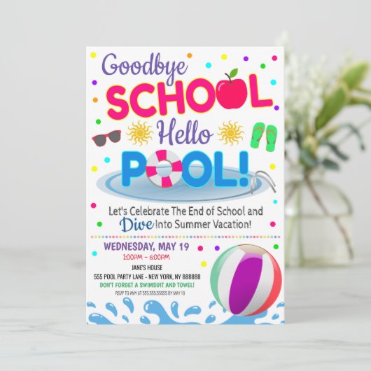 さよなら学校 こんにちはプールパーティーの女の子の招待状 招待状 (スタンド正面)