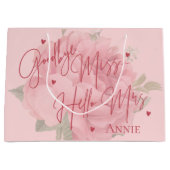 さよなら恋しく思Hello Mrs.ピンクフローラブライダルシャワー ラージペーパーバッグ (正面)