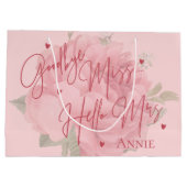 さよなら恋しく思Hello Mrs.ピンクフローラブライダルシャワー ラージペーパーバッグ (裏面)