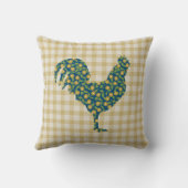 さらさのオンドリのギンガムパターン青い黄色緑 クッション (裏面)