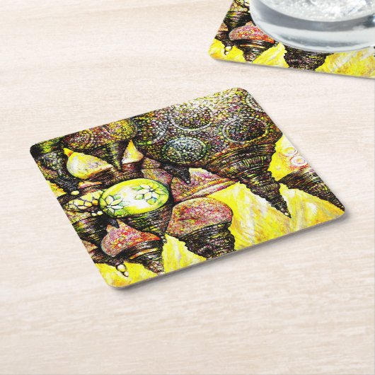 さらに大きなアイディアの色 スクエアペーパーコースター (アングル)