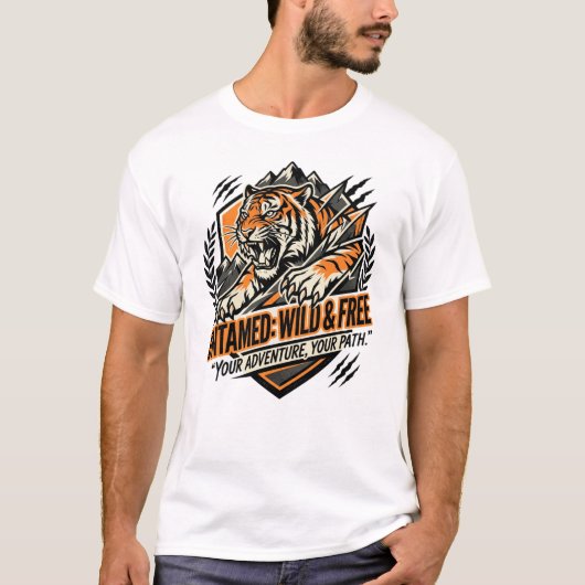 さらに探求 自由に野生を駆ける虎 Tシャツ (正面)