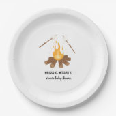 さらに赤ちゃんシャワー焚き火カップル赤ちゃんシャワー ペーパープレート (正面)