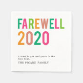 さらば2020モダンタイポグラフィカラフル新年 スタンダードカクテルナプキン (正面)