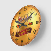 さら来にサンタとトナカイ ラウンド壁時計 (傾斜)