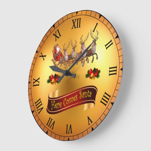 さら来にサンタとトナカイ ラージ壁時計 (傾斜)