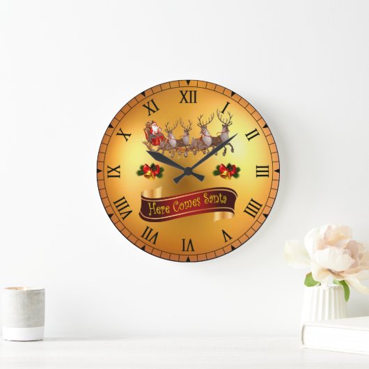 さら来にサンタとトナカイ ラージ壁時計 (ホーム)