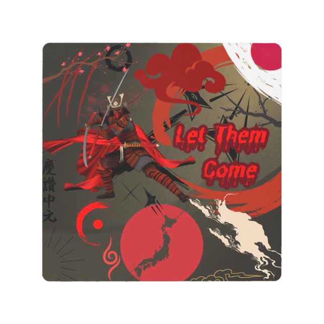 さら来に日本の侍 メタルプリント (正面)