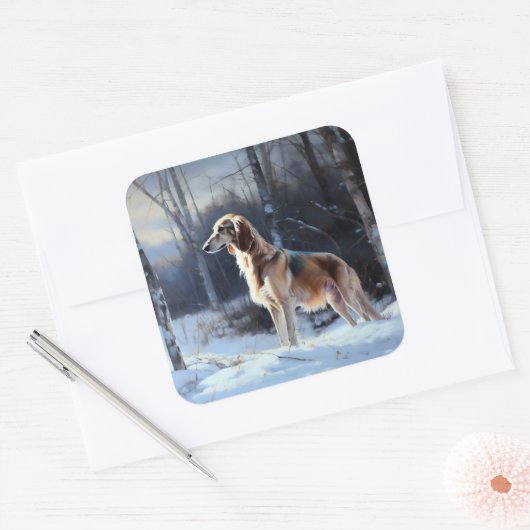 さるきはそれを雪のクリスマスに手放した スクエアシール (封筒)