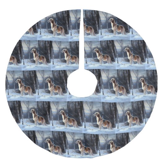 さるきはそれを雪のクリスマスに手放した ブラッシュドポリエステルツリースカート (正面)