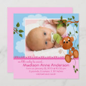 さるの赤ちゃん女の子の写真発表 案内状 (正面/裏面)