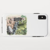 されいいじ 古い瓦が積んである田舎道を歩く女性のイラスト Case-Mate iPhoneケース (裏面(横))