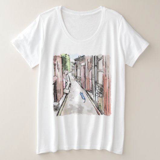 されやいじ　日本の路地 プラスサイズTシャツ (デザイン正面)