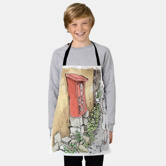 されやごじ エプロン (着用した状態)