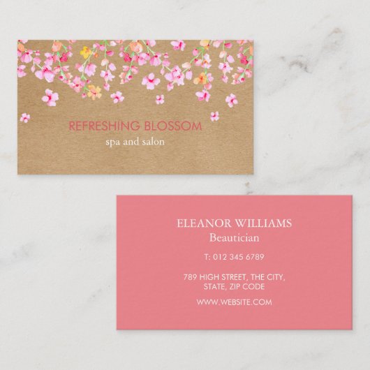 さわやかなエレガント花モダン素朴工芸 名刺 (正面/裏面)