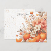 さわやかなオレンジと花のニュートラル 招待状 (正面/裏面)