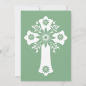 さわやかなグリーンの招待状 花のクロス 洗礼 ミントグリーン 招待状 (裏面)