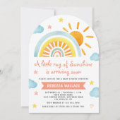 さわやかなサンシャイン レインボー アーチ ベビーシャワー 招待状 (正面)