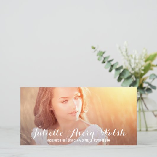 さわやかなシンプルさの卒業おめでとう 案内状 (スタンド正面)