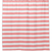 さわやかなライトサーモンピンクストライプの色 シャワーカーテン (正面)